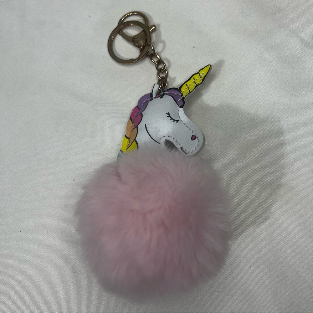 Charming Unicorn Key Holder with Pink Fluff